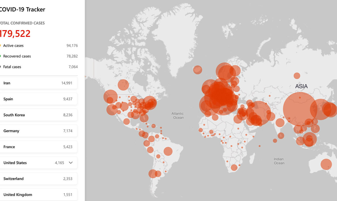 Bing lance une carte de suivi COVID-19 interactive